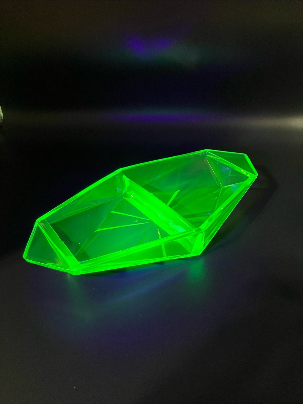 Vintage Uranium Glass Art Deco Divided Dish